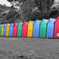 Llanbedrog beach huts Wales