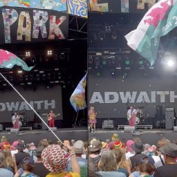 watch-bucket-hats-and-dragons-adwaith-celebrate-welsh-culture-at-glastonbury